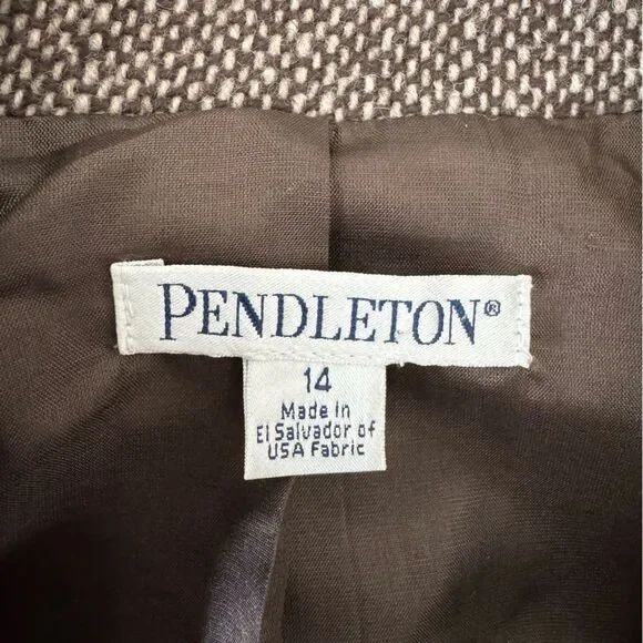 Pendleton Wool Tweed Blazer Coat Jacket Size 14 - Picture 10 of 11